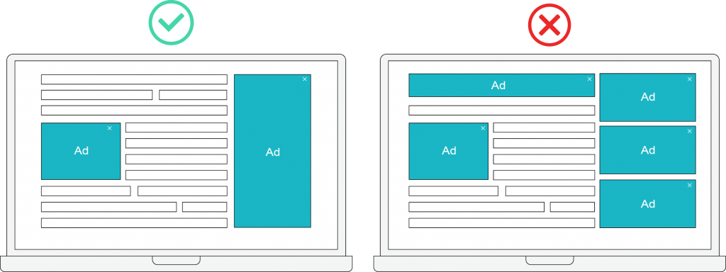 ads vs content on website