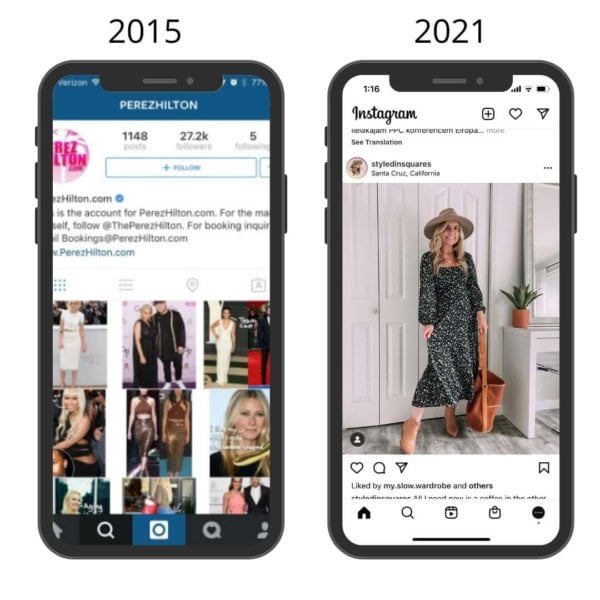 instagram interface 2015 vs now