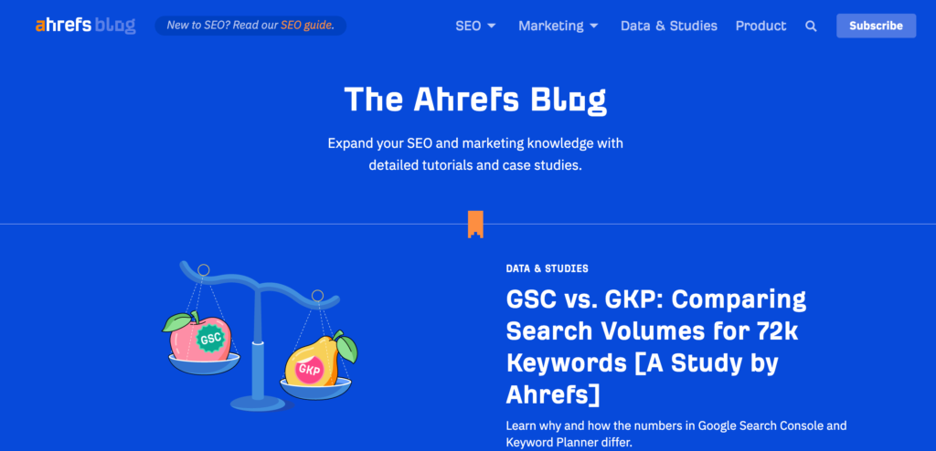 blog interface example ahrefs