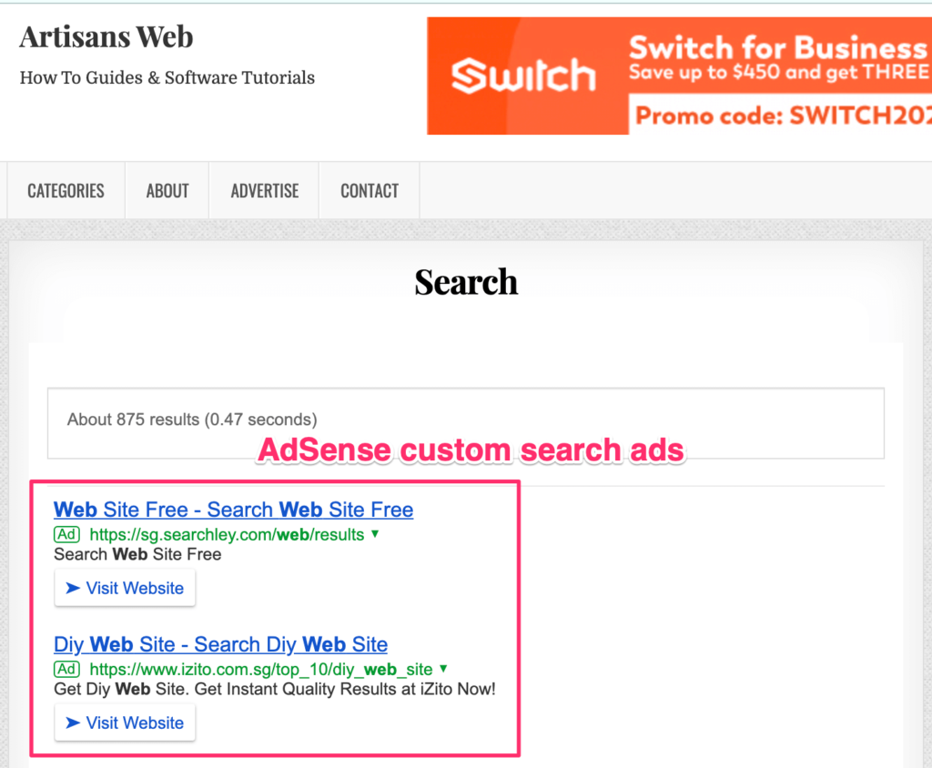 adsense custom search ads