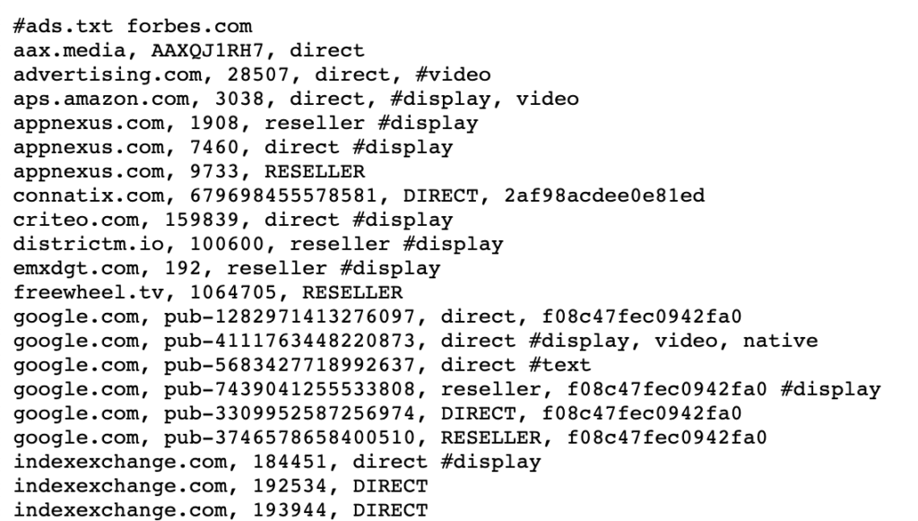 ads.txt example