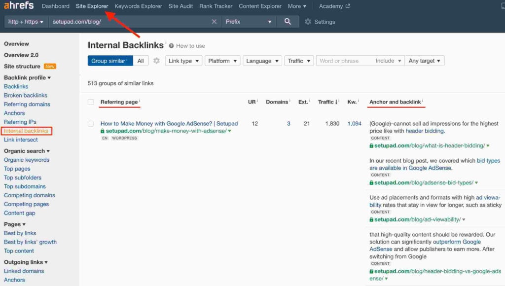 ahrefs site explorer