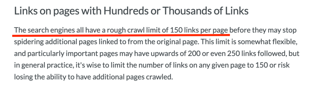 internal link limit